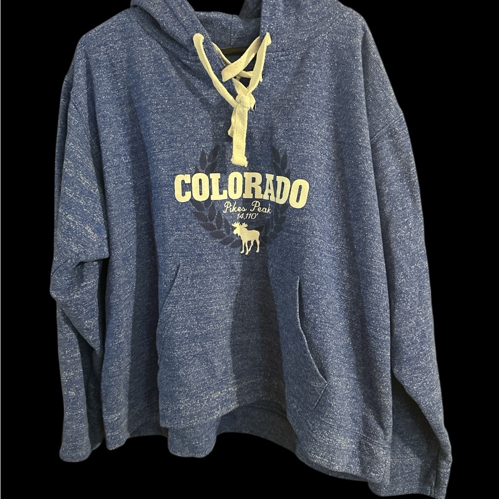 Colorado Pikes Peak Sweatshirt 2XL Blue Long Rock Hoodie